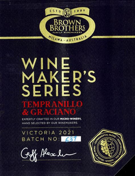 2021 Brown Brothers Wine Makers Series Tempranillo And Graciano