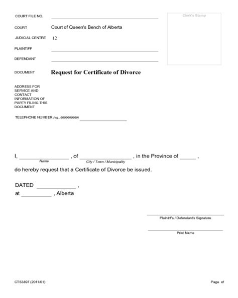 Request for Certificate of Divorce - Alberta Courts - Edit, Fill, Sign ...