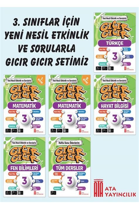 Ata Yayıncılık 3 Sınıf Gıcır Gıcır 6 lı Set TÜRKÇE MAT 2 KİTAP fen