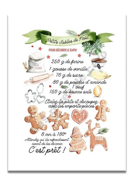 Affiche Aquarelle Recette Sabl S De No L Les R Ves De Caro