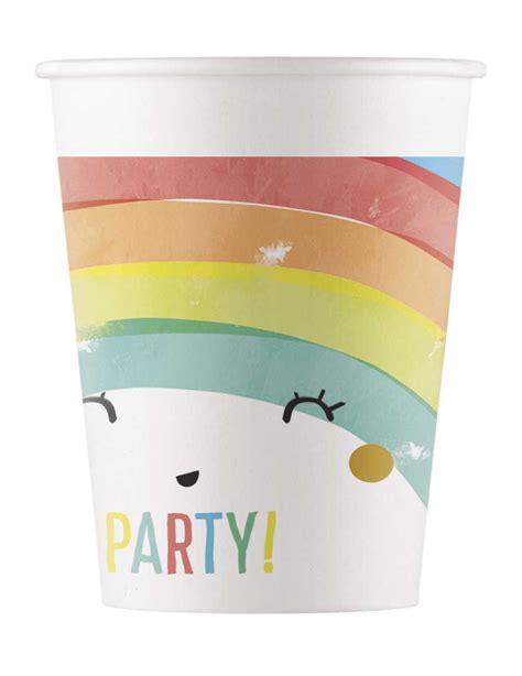 8 Gobelets En Carton Rainbow Party 200 Ml Vegaooparty