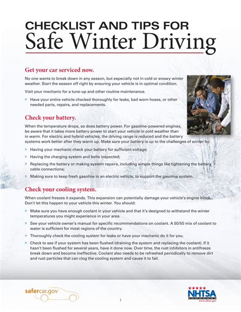 PDF Checklist And Tips For Safe Winter Driving 1 CHECKLIST AND TIPS