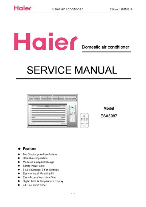 Haier Esa3087 Domestic Air Conditioner 2006 Sm Service Manual Download