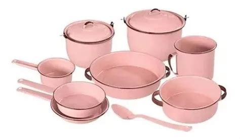 Ollas Bateria Cocina Rosa De Piezas Peltre Env O Gratis