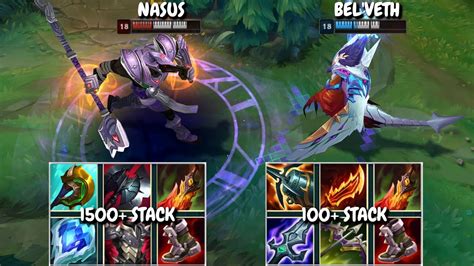 Bel Veth Vs Stack Nasus Full Build Fights Best Moments Youtube