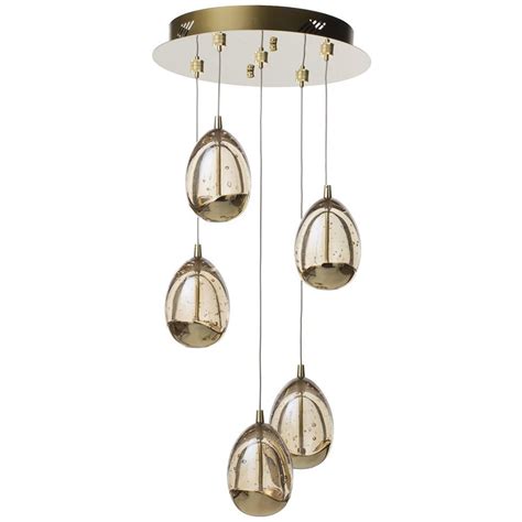 Visconte Bulla 5 Light Led Spiral Cluster Ceiling Pendant Light Gold