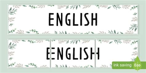 Botanical Themed English Display Banner Teacher Made