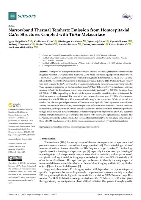 Pdf Narrowband Thermal Terahertz Emission From Homoepitaxial Gaas