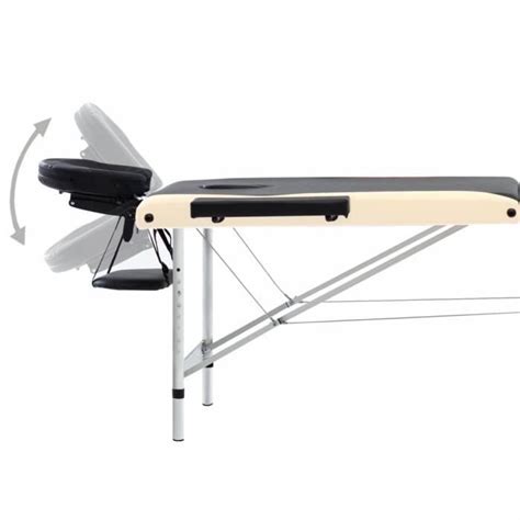 Dilwe Table De Massage Pliable 3 Zones Aluminium Noir Et Beige2