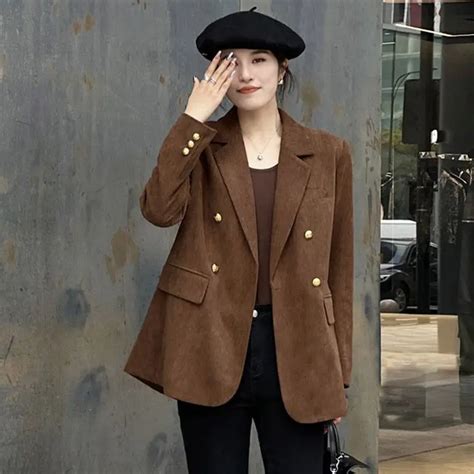 Women S Autumn Winter British Style Windshield Corduroy Short Blazer