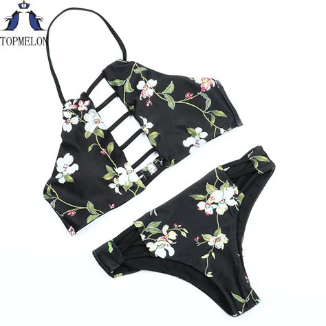 Swimwear Female Sexy Swimming Suit Print Floral Swimsiut Women Bikinis