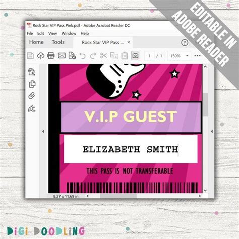 Rock Star Party Vip Pass Rockstar Vip Badge Editable Pdfs Etsy Rock Star Party Favors Pop