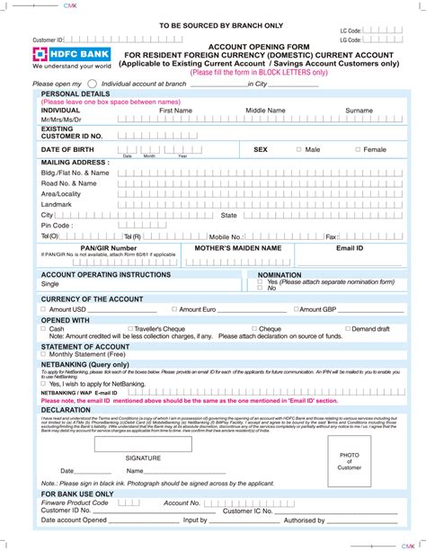 Convert PDF To Fillable HDFC Bank Account Opening Form And Keep Things