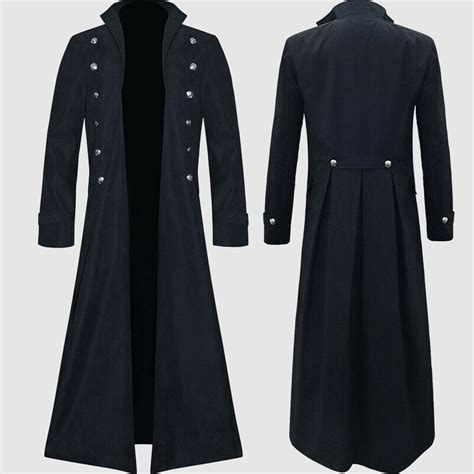 Mens Steampunk Gothic Vintage Style Trench Coat Long Etsy Uk