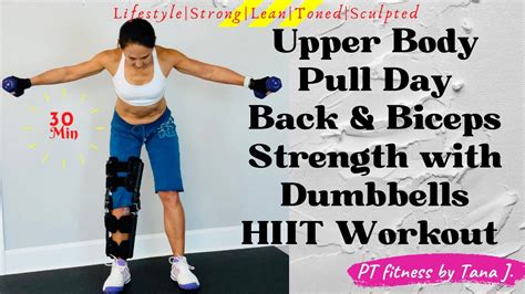 Upper Body Pull Day Back Biceps Strength With Dumbbells Workout At