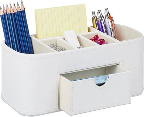 Relaxdays Pennenbakje Kunstleer Pennenhouder Bureau Organizer