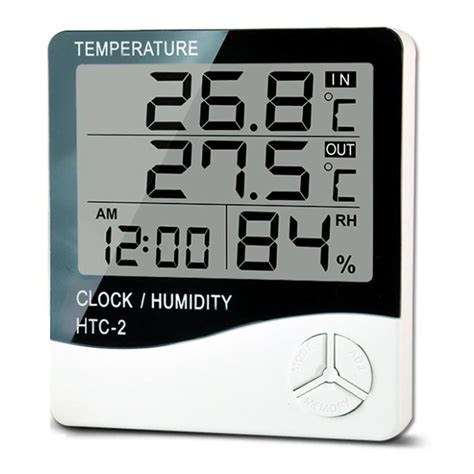 Digital Hygrometer Clock With Temperature And Humidity Htc 2