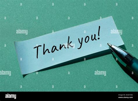 Message Thank You Written On Sticky Paper Office Sticker With Pen