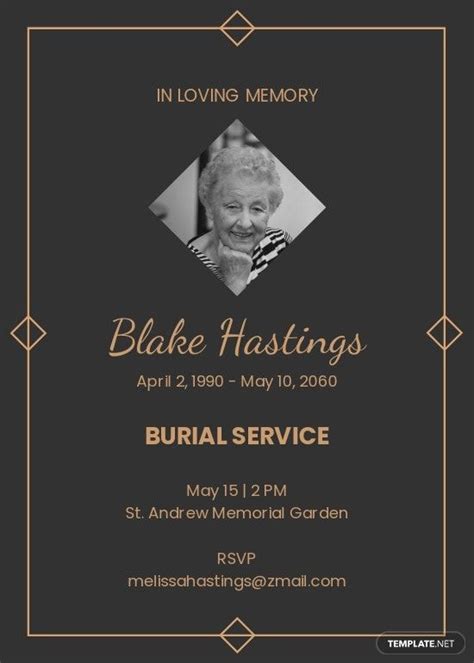 Memorial Eulogy Funeral Template Template Net Invitation Design