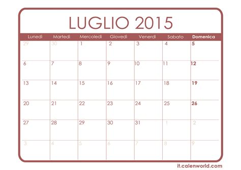 Calendario Luglio 2015 Calendari