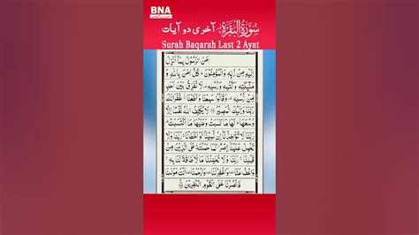 Surah Baqarah Last 2 Verses Reciting Youtubeshorts Bahoonewsagency Youtube