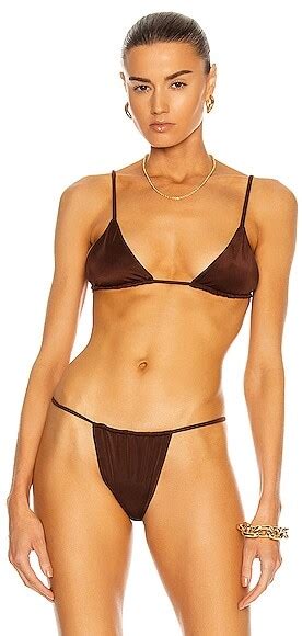 AEXAE Gathered Bikini Top In Brown ShopStyle Swimwear