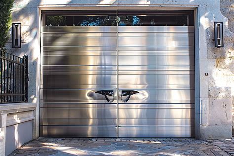 Porte de garage métal basculante débordante avec portillon Voiture