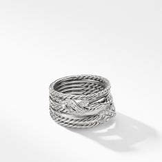 David Yurman Double X Crossover Ring With Diamonds REEDS Jewelers