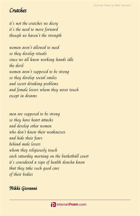 Crutches Poem by Nikki Giovanni