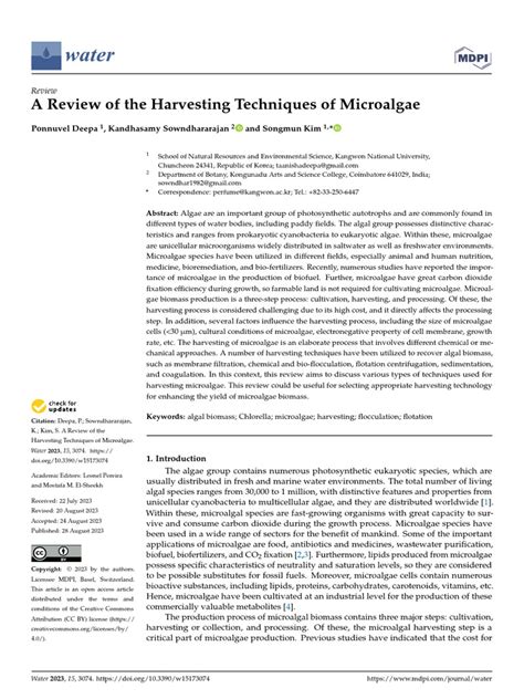 A Review of The Harvesting Techniques of Microalga | PDF | Algae ...