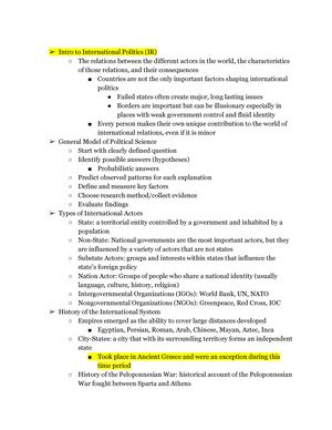 PSC 116G Notes Part 2 UNIT 2 Levels Of Analysis Unit Of Analysis Is