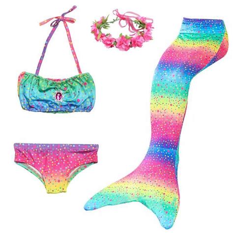 Queue de Sirène pour Nager 4 Pièces définit Maillot de Bain Mermaid Bikini Ensembles Costume