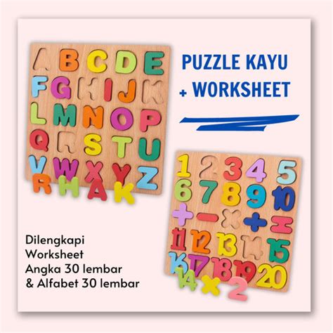 Jual Mainan Edukasi Puzzle Kayu Untuk Anak Belajar Huruf Alfabet Dan