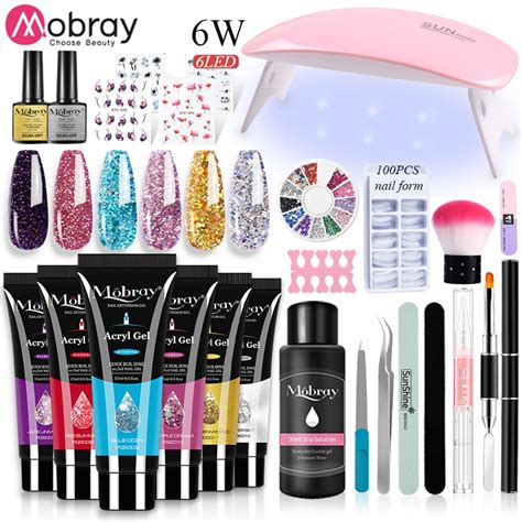 Mobray Poly Nail Gel Kit Nail Set With Nail Drying Lamp Base Top Coat