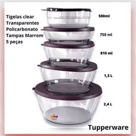 Tupperware Kit Tigelas Clear Policarbonato Freezer microondas Móvel