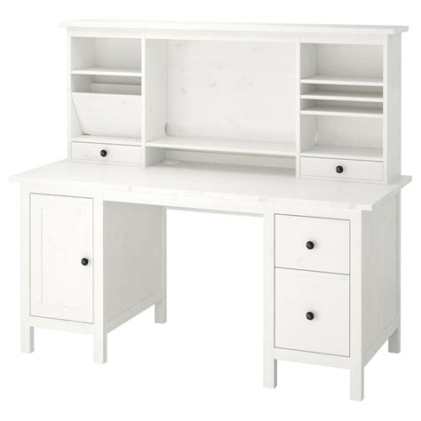 Hemnes White Stain Desk With Add On Unit 155x137 Cm Ikea