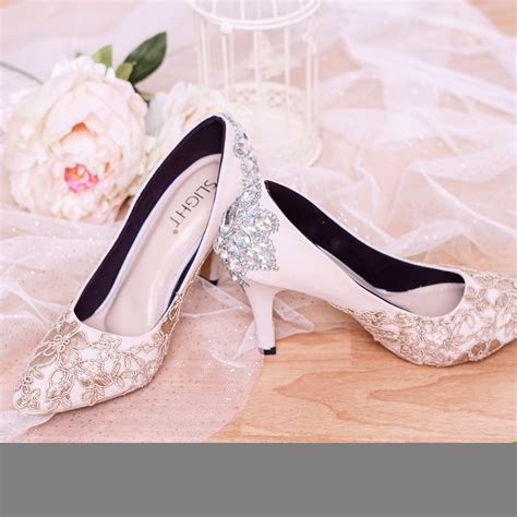 Jual Sepatu Wedding Cantik Sepatu Pointed Wedding Brukat Biru Tua