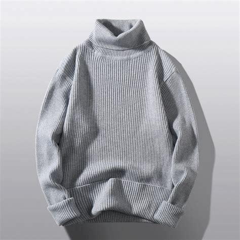 Felirenzacia Winter Cashmere Warm Pullover Solid Color Knitwear Sweater Men Turtleneck Sweater