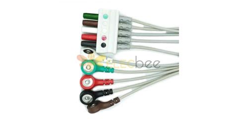 Compatible One Piece 5 Lead AHA Leadwire ECG Cable Snap Botton For