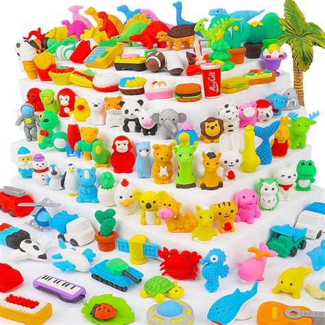 120pcs Animal Erasers For Kids Desk Pets Bulk Pencil Erasers Dinosaur