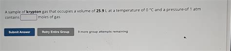 Solved A sample of krypton gas that occupies a volume of | Chegg.com