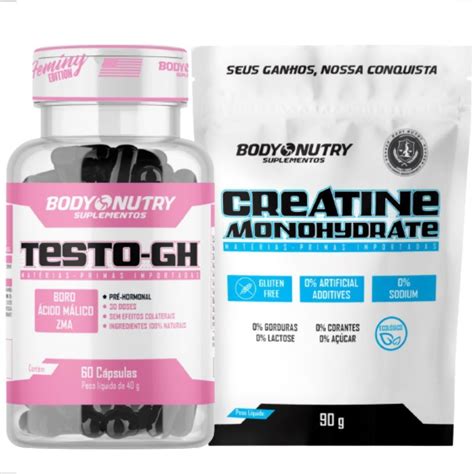 Kit Pré Hormonal Testo Gh Feminino 60 Cápsulas Creatine 90g Branco Netshoes