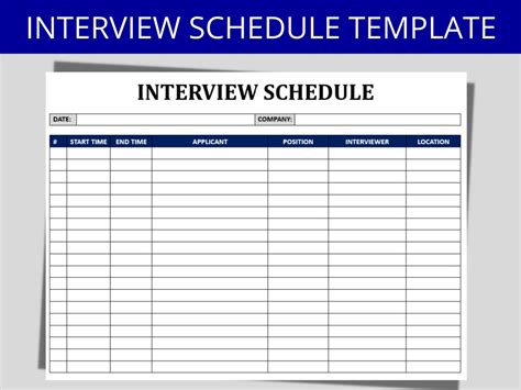 Interview Schedule Template Editable Word Form HR Template Human