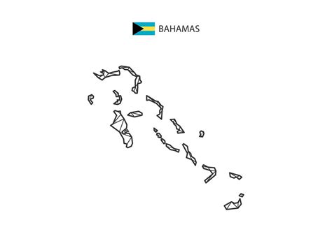 Mosaic Triangles Map Style Of Bahamas Isolated On A White Background