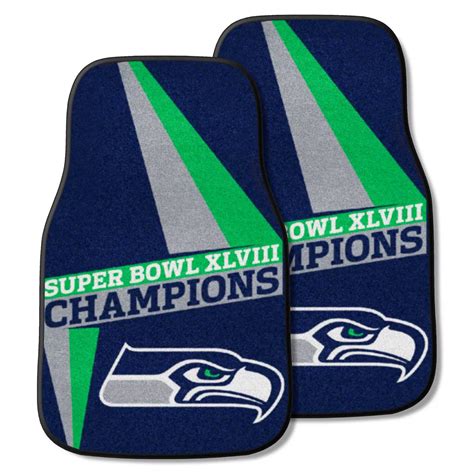 Mustang Carpet Front Floor Mats With Seattle Seahawks 2014 Super Bowl