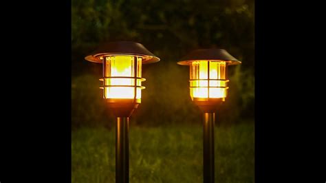 55 Tall Solar Torches Lights 4 Pack With Flicking Flame Youtube