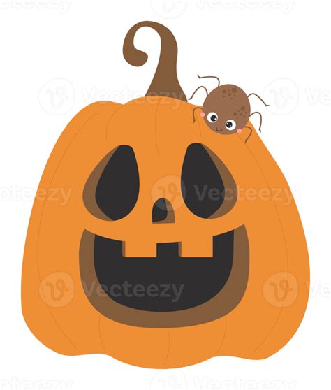 Sticker Halloween Pumpkin Jack With Spider 10257232 Png