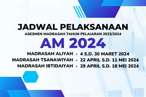 Jadwal Asesmen Madrasah 2024 Sesuai POS AM 2024