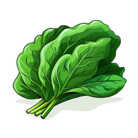 Premium Ai Image Spinach 2d Vector Illustration Cartoon In White