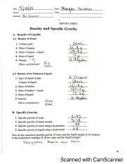 Study Guide On Experimental Determination Of Density And Course Hero